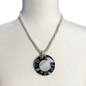 White Beaded Abalone Shell Necklace